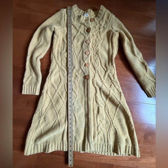 Anthropologie Far Away From Close Cable Knit Wool Sweater Cardigan Duster Small - Picture 2 of 7